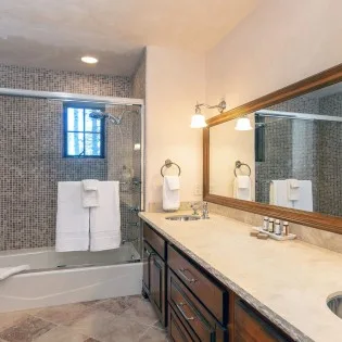 picture perfect mountain village bunk bathroom