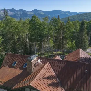 12.2 peaceful easy feeling mountain village drone overhead view