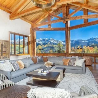 picture perfect mountain village living room