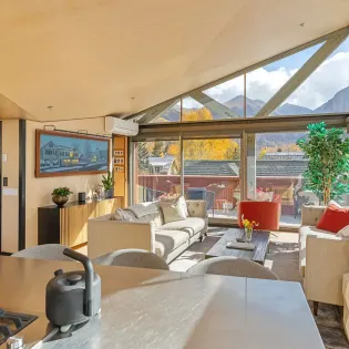 2.01 spritz house telluride penthouse living area from kitchen day