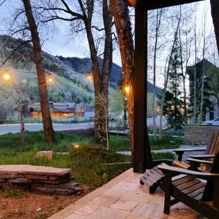 telluride parkside retreat front deck glow