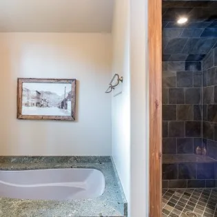 mountain village pinnacle master bathroom  tub shower