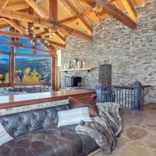 picture perfect mountain village living room