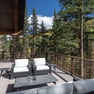 mountain modern rustic mountain village living room deck