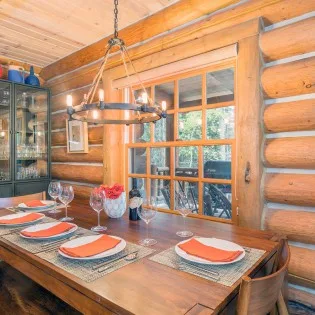 mountain village vacation rental yellowbrick cabin dining