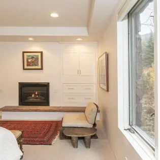 telluride rivers edge retreat primary bedroom fireplace